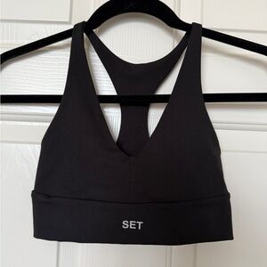 Set Active Women's Black Racer Back Sports Bra. Small